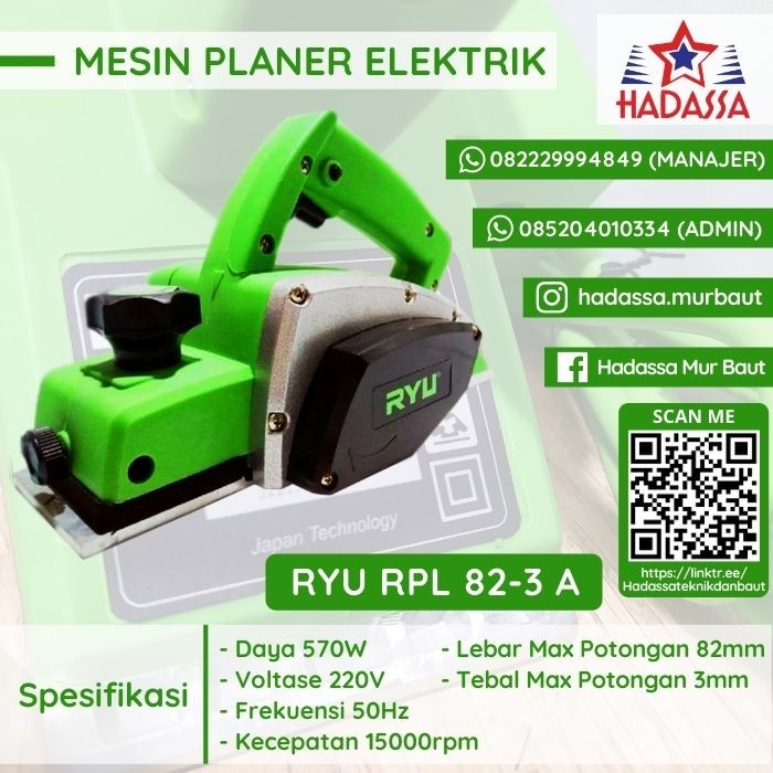 Mesin Planer Elektrik Ryu RPL 82-3 A