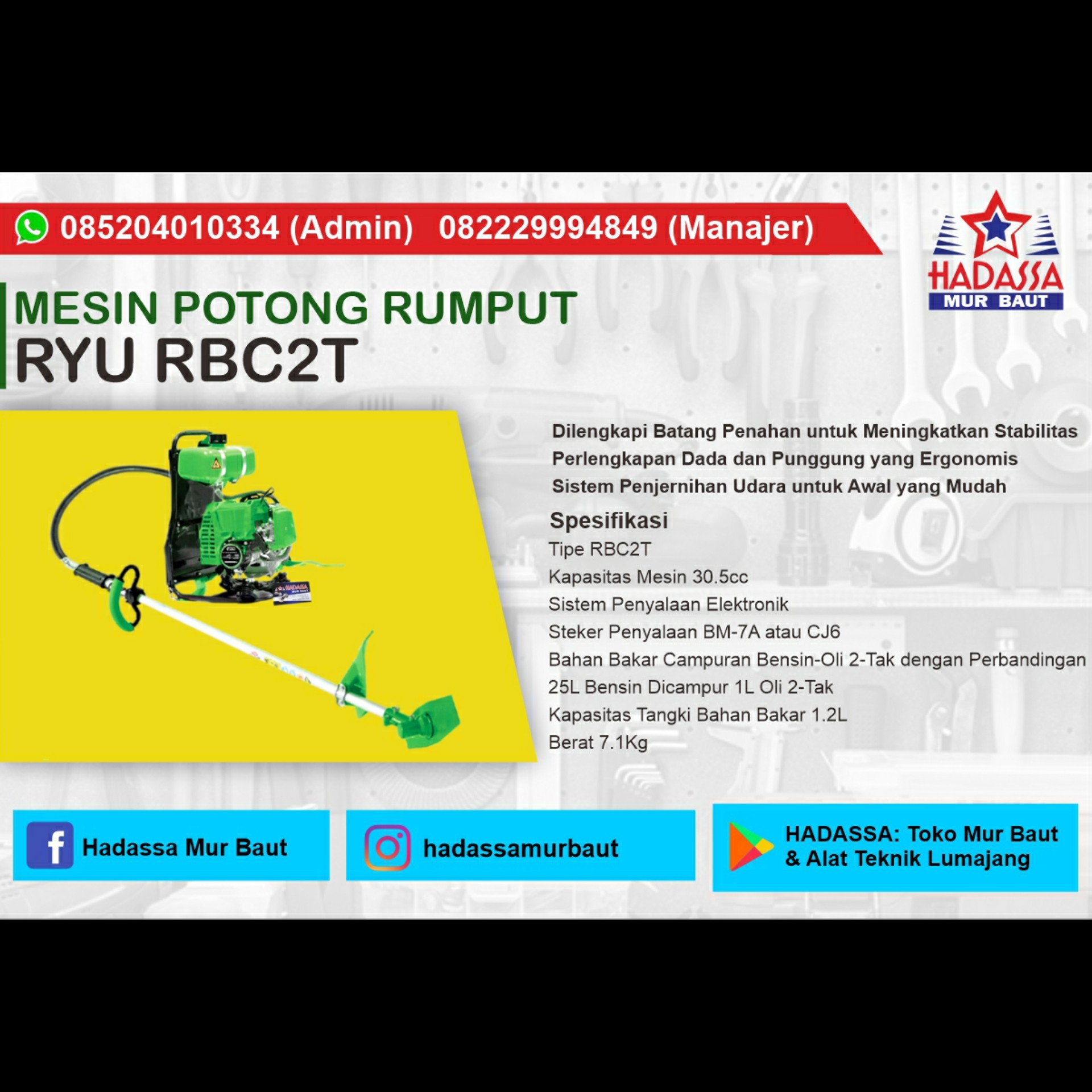 Mesin Potong Rumput Ryu RBC2T