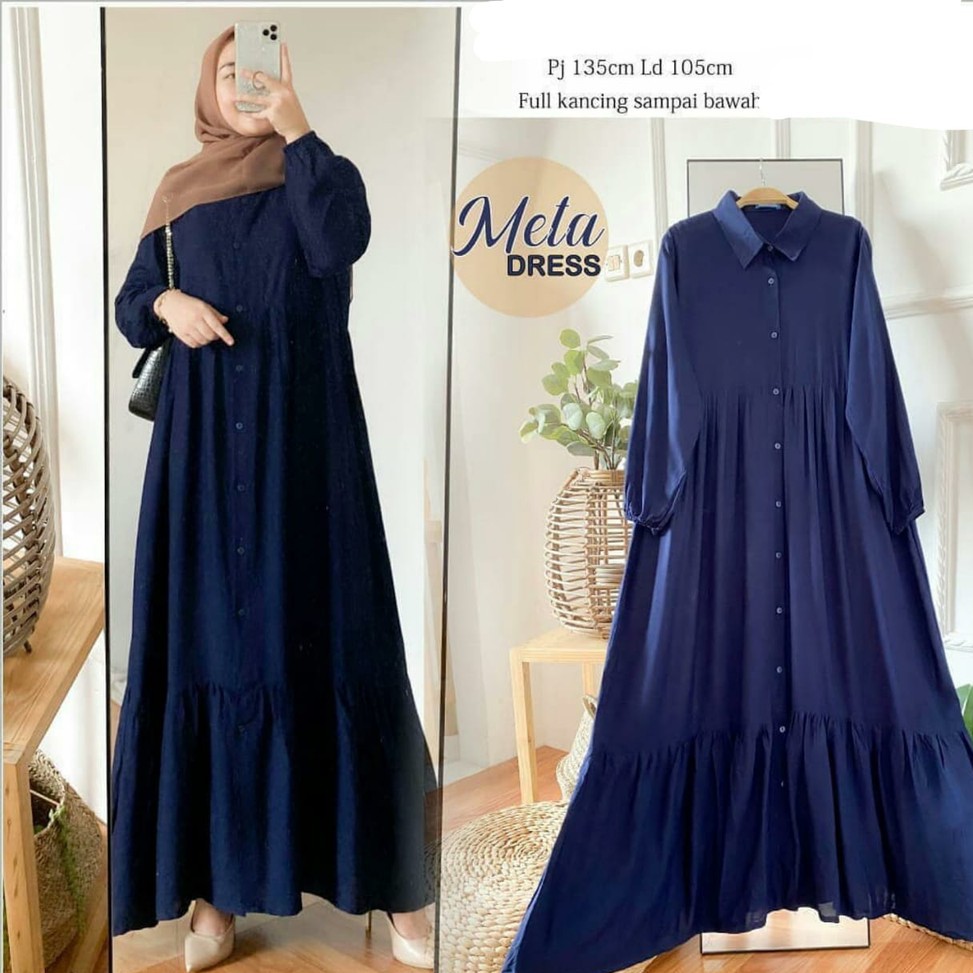 Meta Dress  Gamis Remaja Polos  Bahan WollyCrepe Super Lembut 2