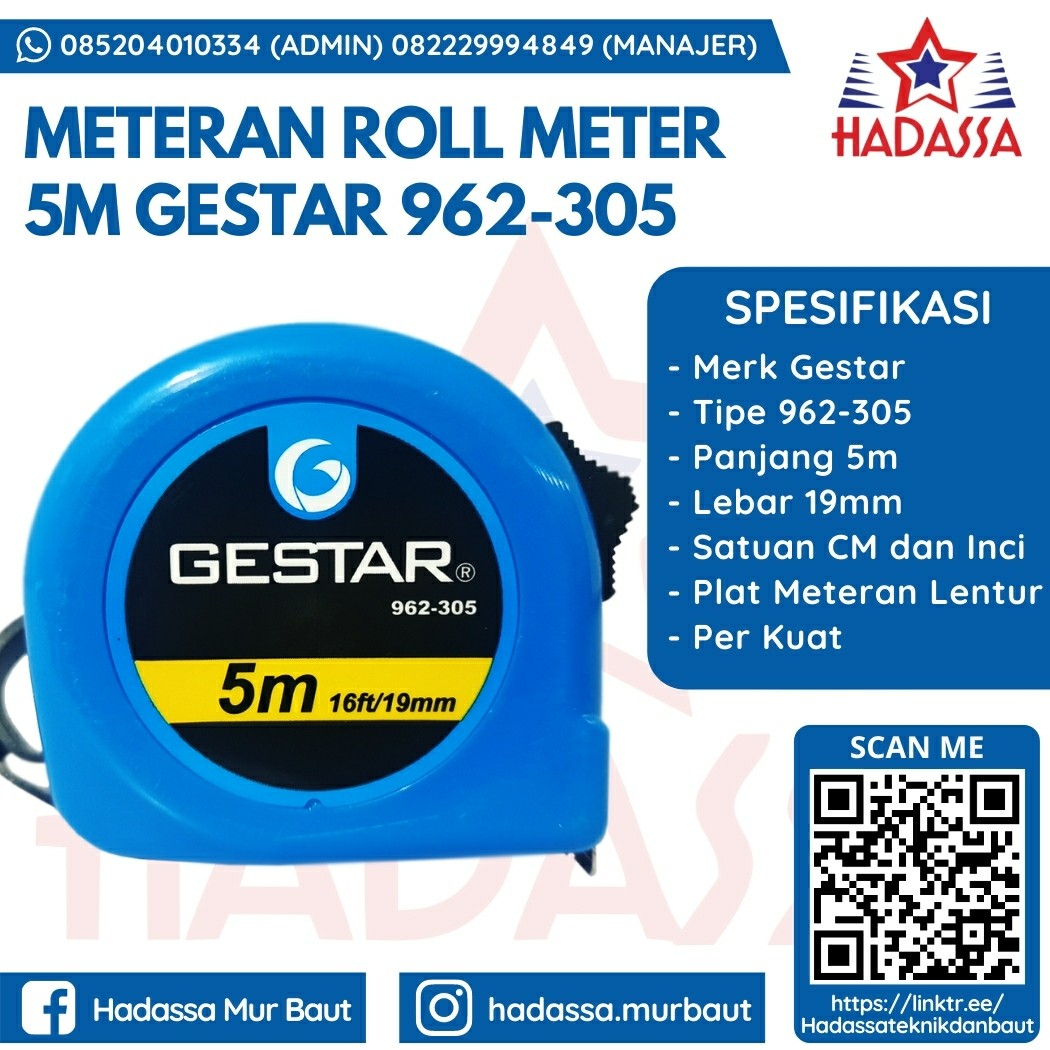 Meteran Roll Meter 5m Gestar 962-305