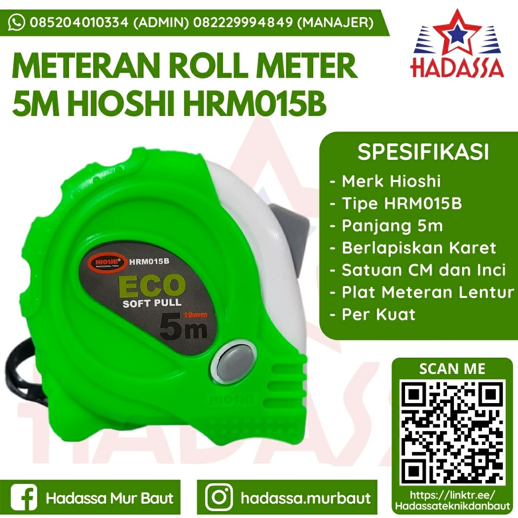Meteran Roll Meter 5m Hioshi HRM015B