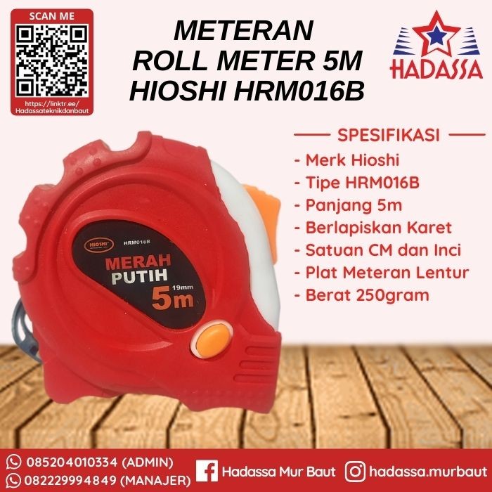 Meteran Roll Meter 5m Hioshi HRM016B