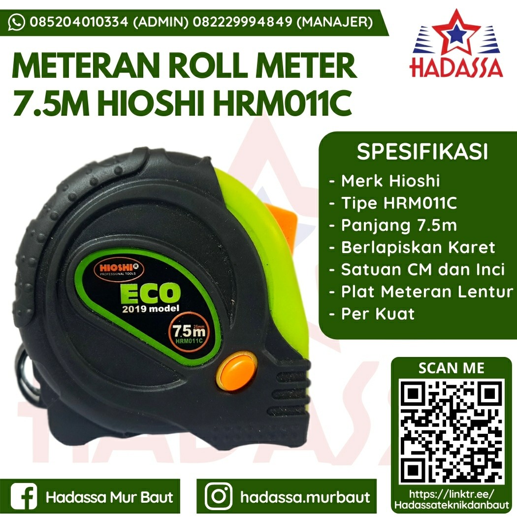 Meteran Roll Meter 7koma5m Hioshi HRM011C