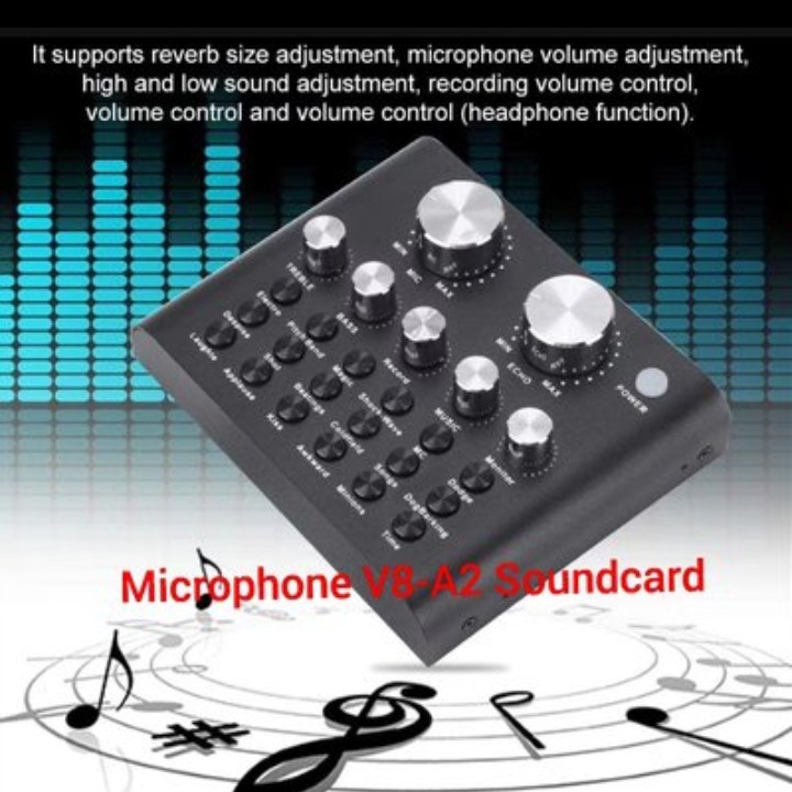 Microphone V8-A2 Soundcard Audio Handphone Komputer Live Wired condens