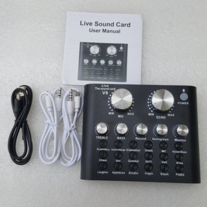 Microphone V8-A2 Soundcard Audio Handphone Komputer Live Wired condens 4