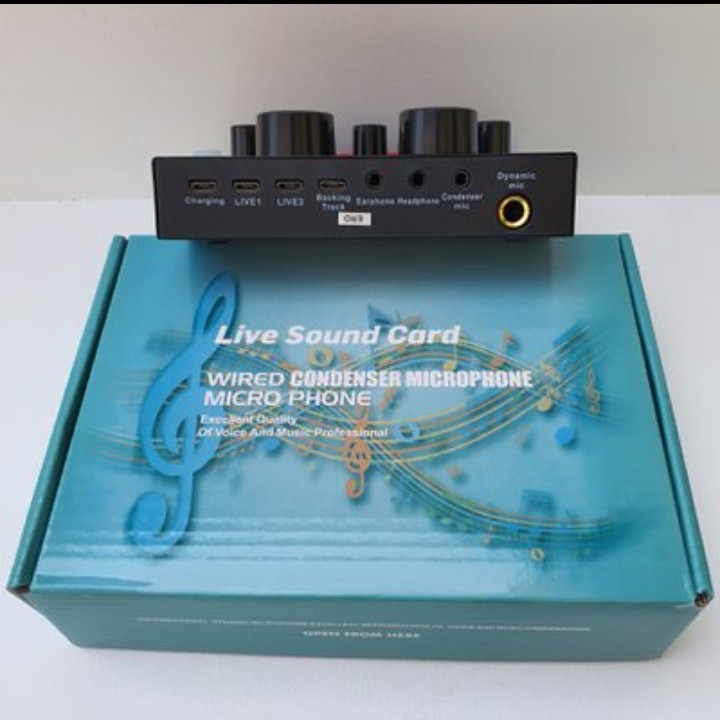 Microphone V8 Sound card Audio Handphone Komputer Live Wired condenser 3