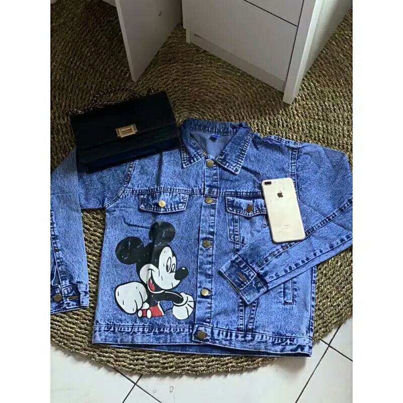 Miki Jaket  jaket jeans  jaket mickey  pakaian wanita  atasan terl 3