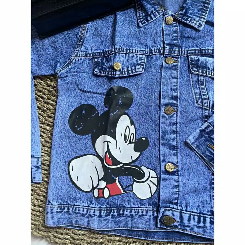 Miki Jaket  jaket jeans  jaket mickey  pakaian wanita  atasan terl 4