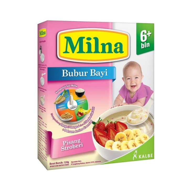 Milna Bubur Pisang Strawberry 6 120 g - sereal