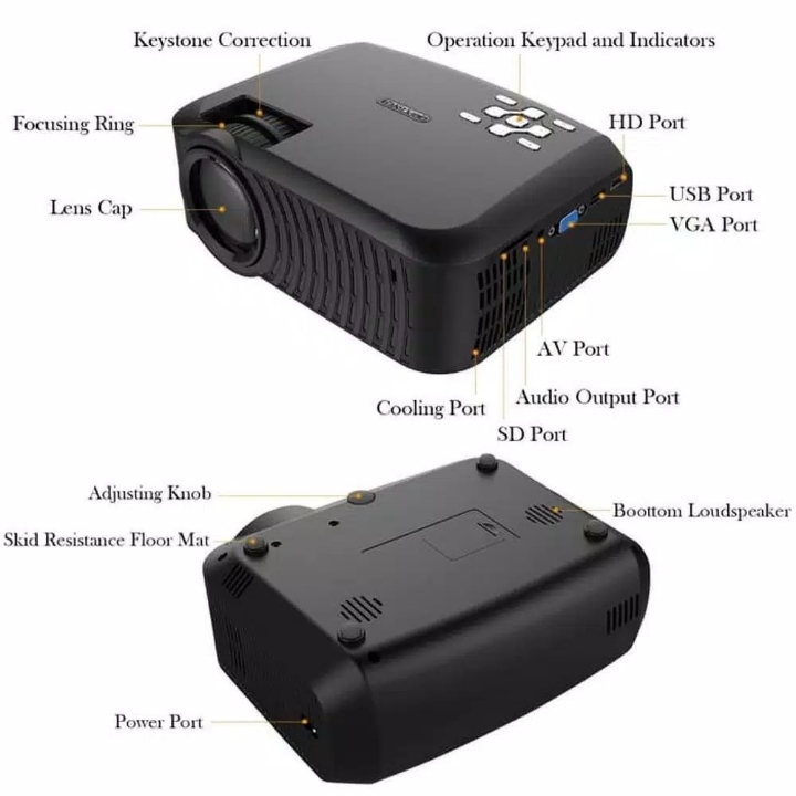 Mini Projector New Gen Proyektor DB POWER T22 Ansi 2000 Lumens Support 4