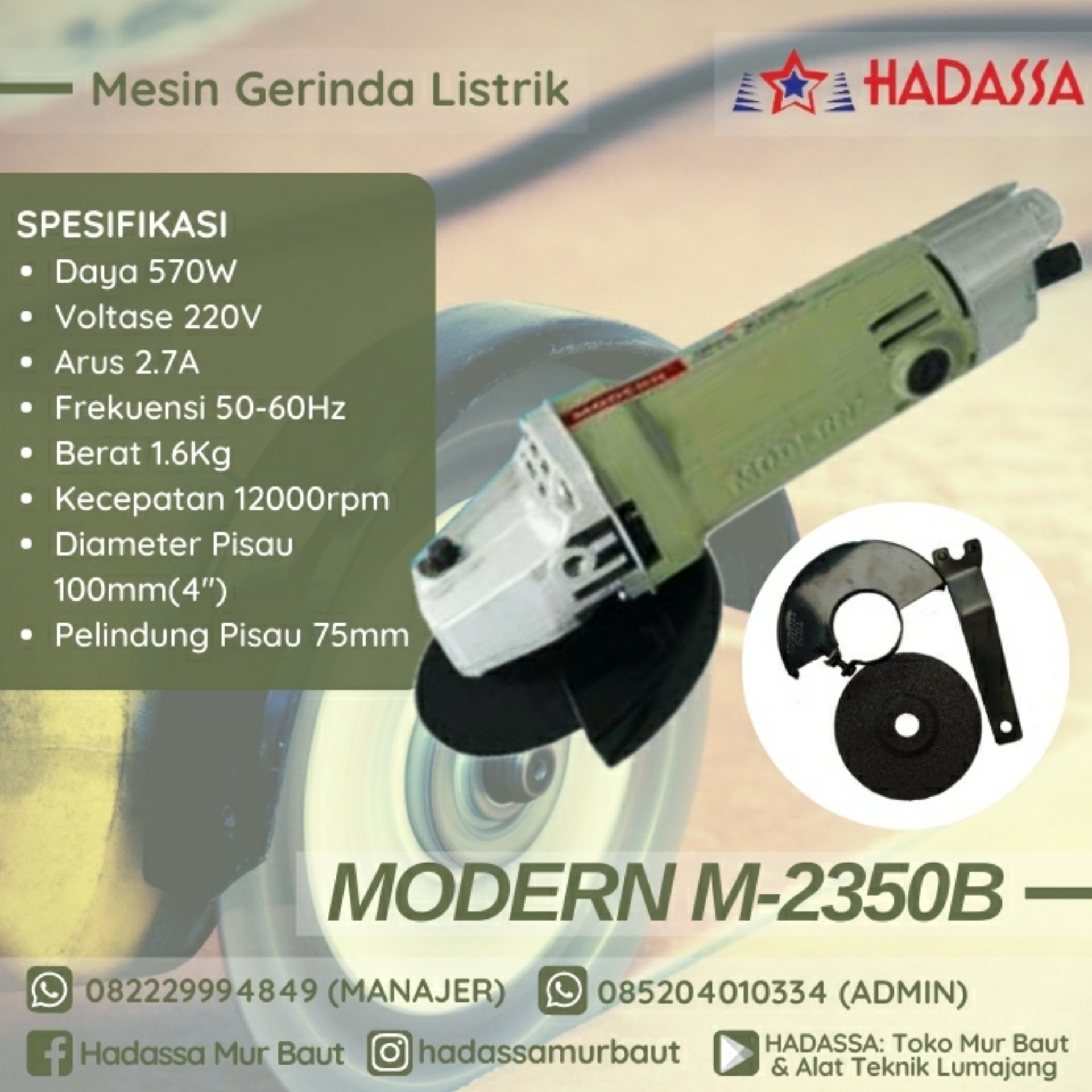 Mesin Gerinda Listrik Modern M-2350B