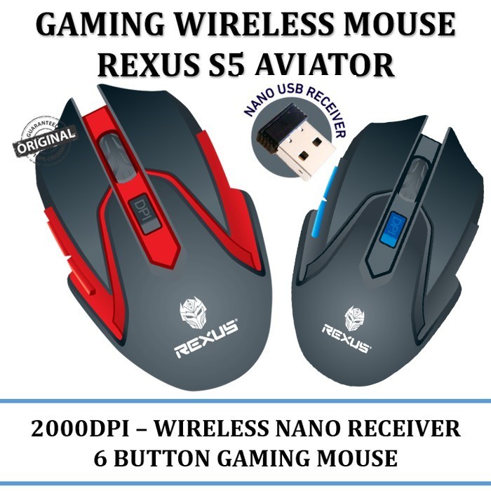 Mouse Gaming Wireless Rexus S5 Aviator 2000Dpi