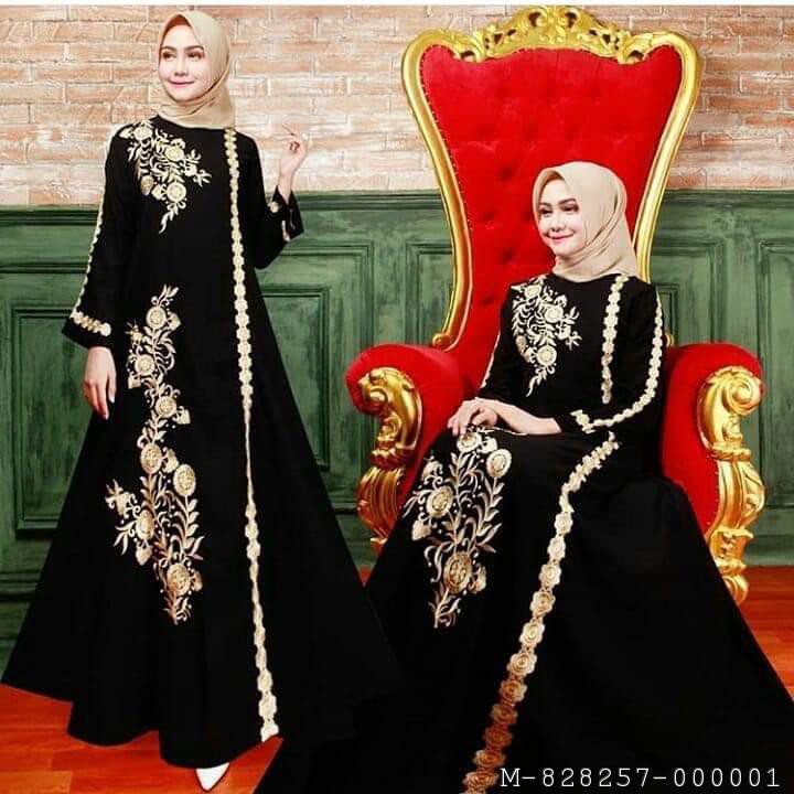 NAMA PRODUK  DRESS MUSLIM WANITA ABAYA BORDIR BUNGA