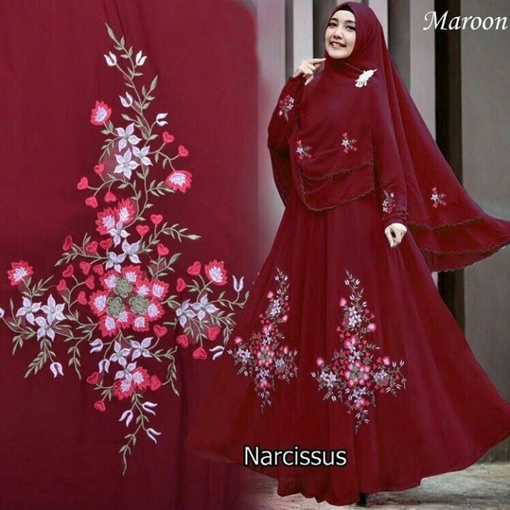 NARCISIUS MAROON SYARI SET