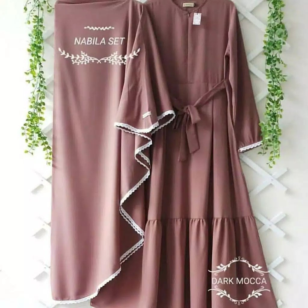 Nabila Set Syari  Gamis Syari Moscrepe