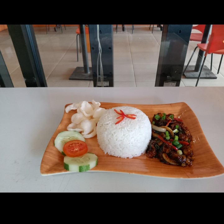 Nasi Ayam Lada Hitam