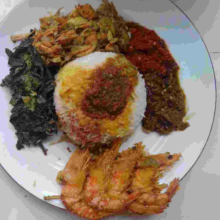 Nasi Bungkus Udang Tusuk