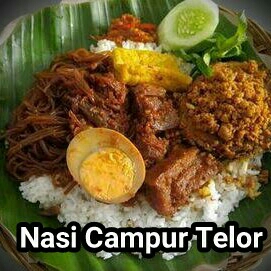 Nasi Campur Telor Bulat Atau Dadar