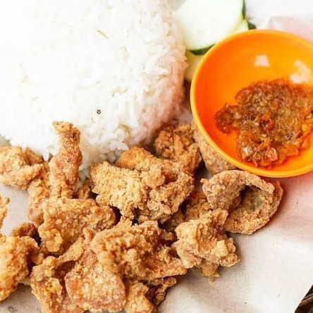 Nasi Kulit Geprek