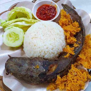 Nasi Lalapan Spesial Kremes Ikan Lele