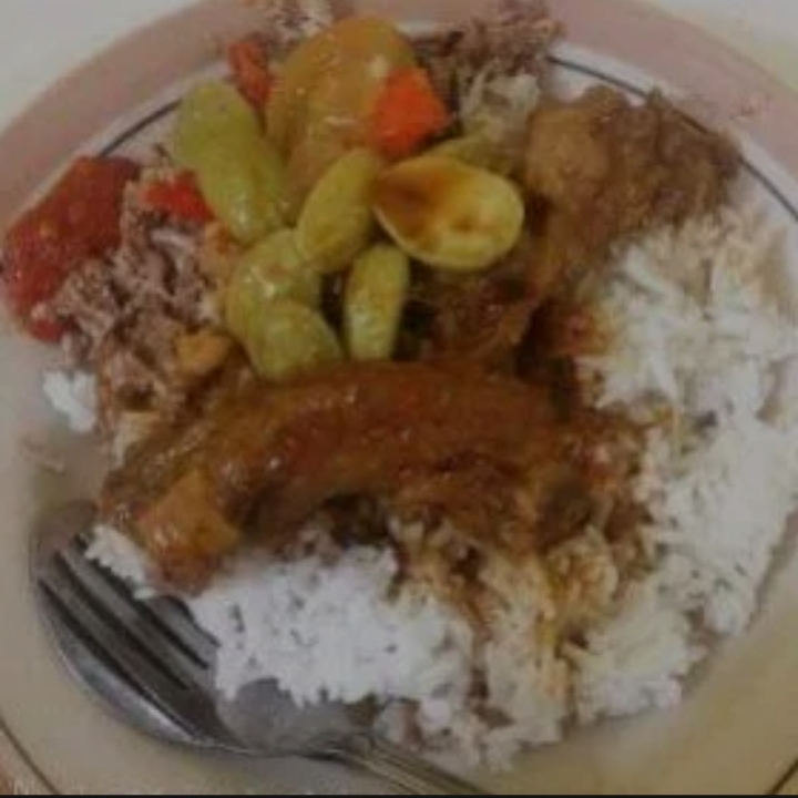 Nasi Megono Otot Pete Tomat