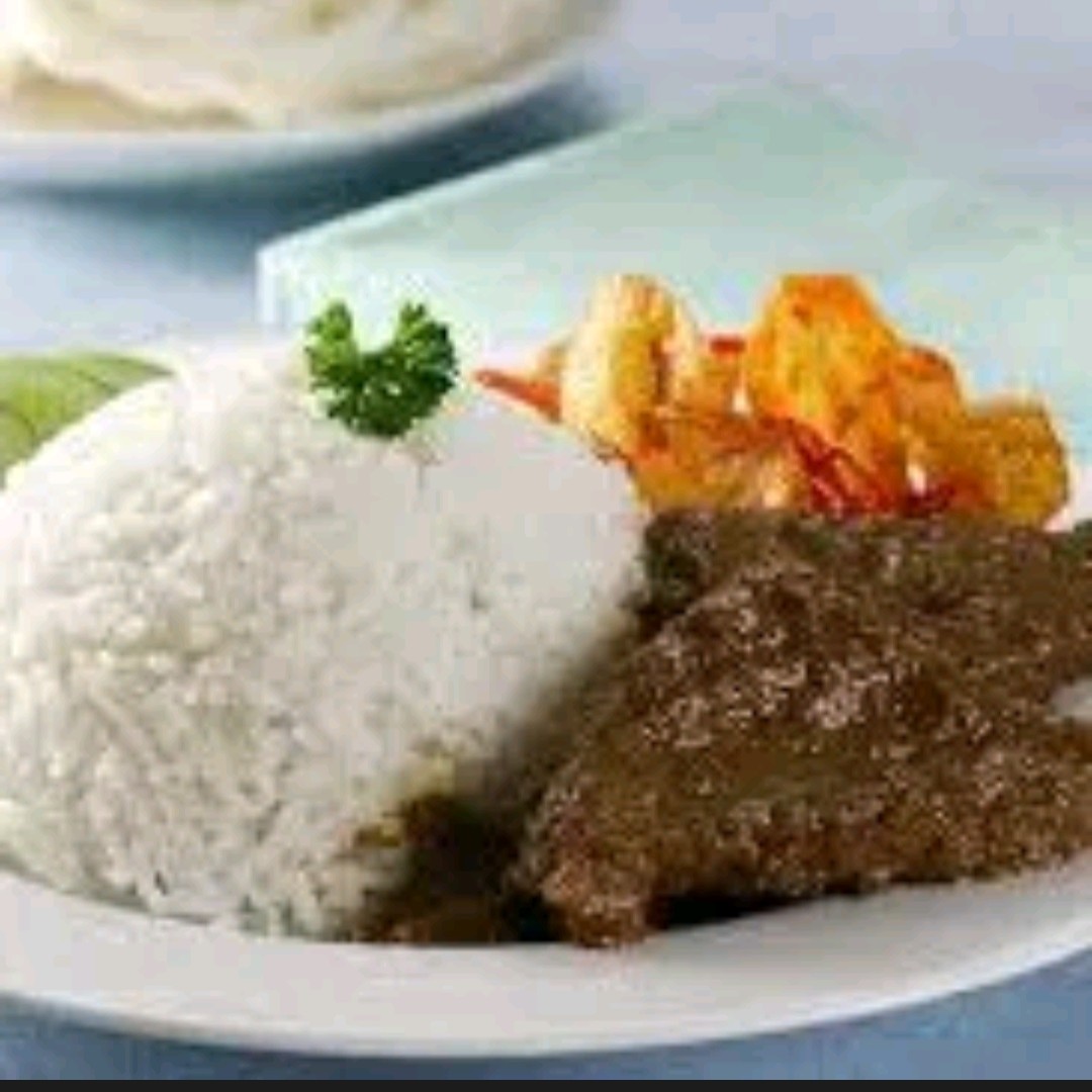 Nasi Rames Daging Rendang