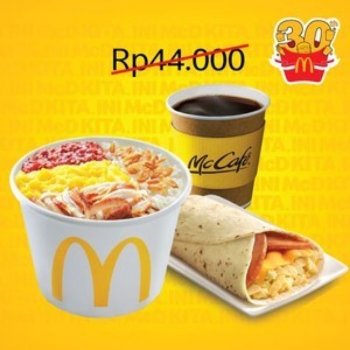 Nasi Uduk McD  Breakfast Wrap  Hot Coffee