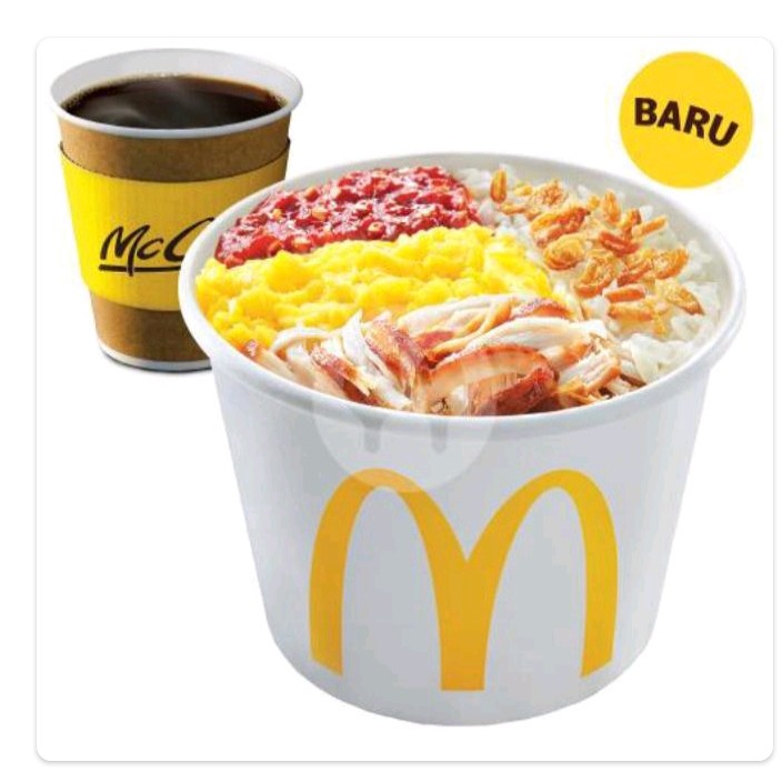 Nasi Uduk Mcd Ayam Suwir With Coffe