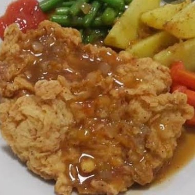 Nasi dan Steak  Ayam