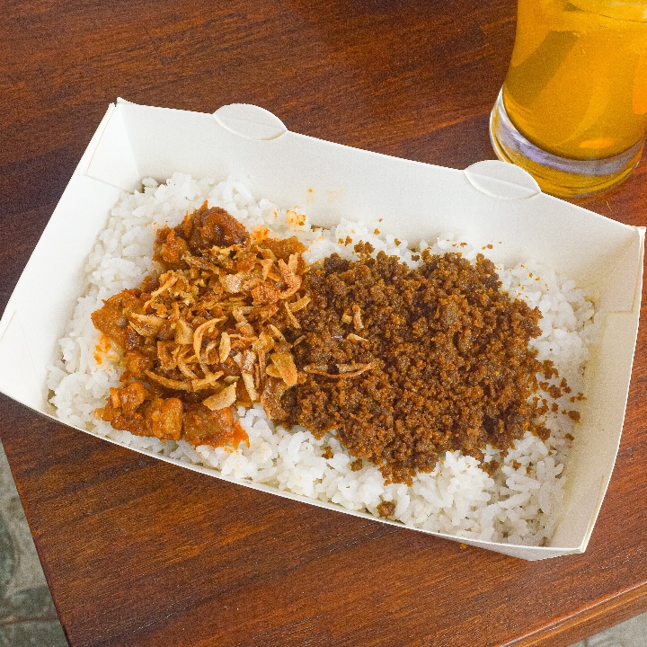 Nasi dendeng Sapi Ponggol tempe