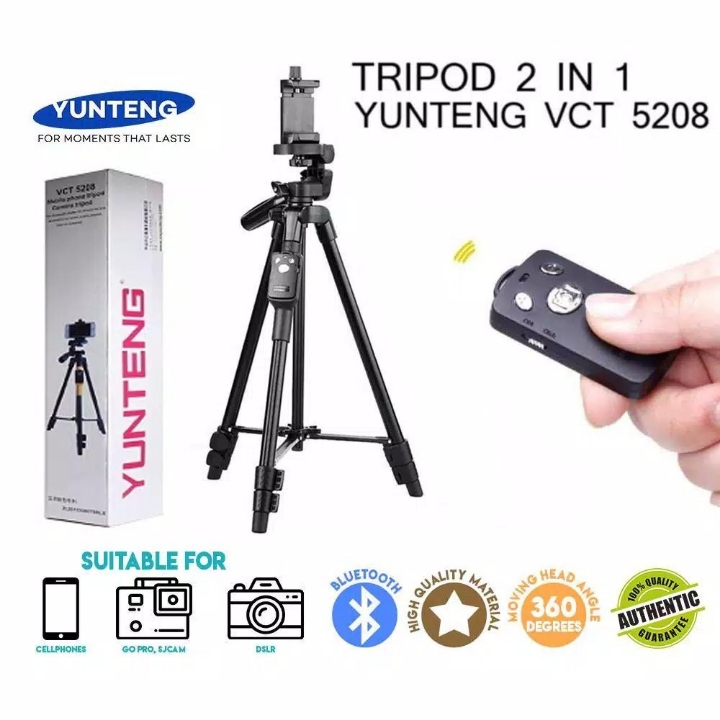 Tripod YUNTENG VCT-5208 Bluetooth Remote Controller For Camera DSLR  3