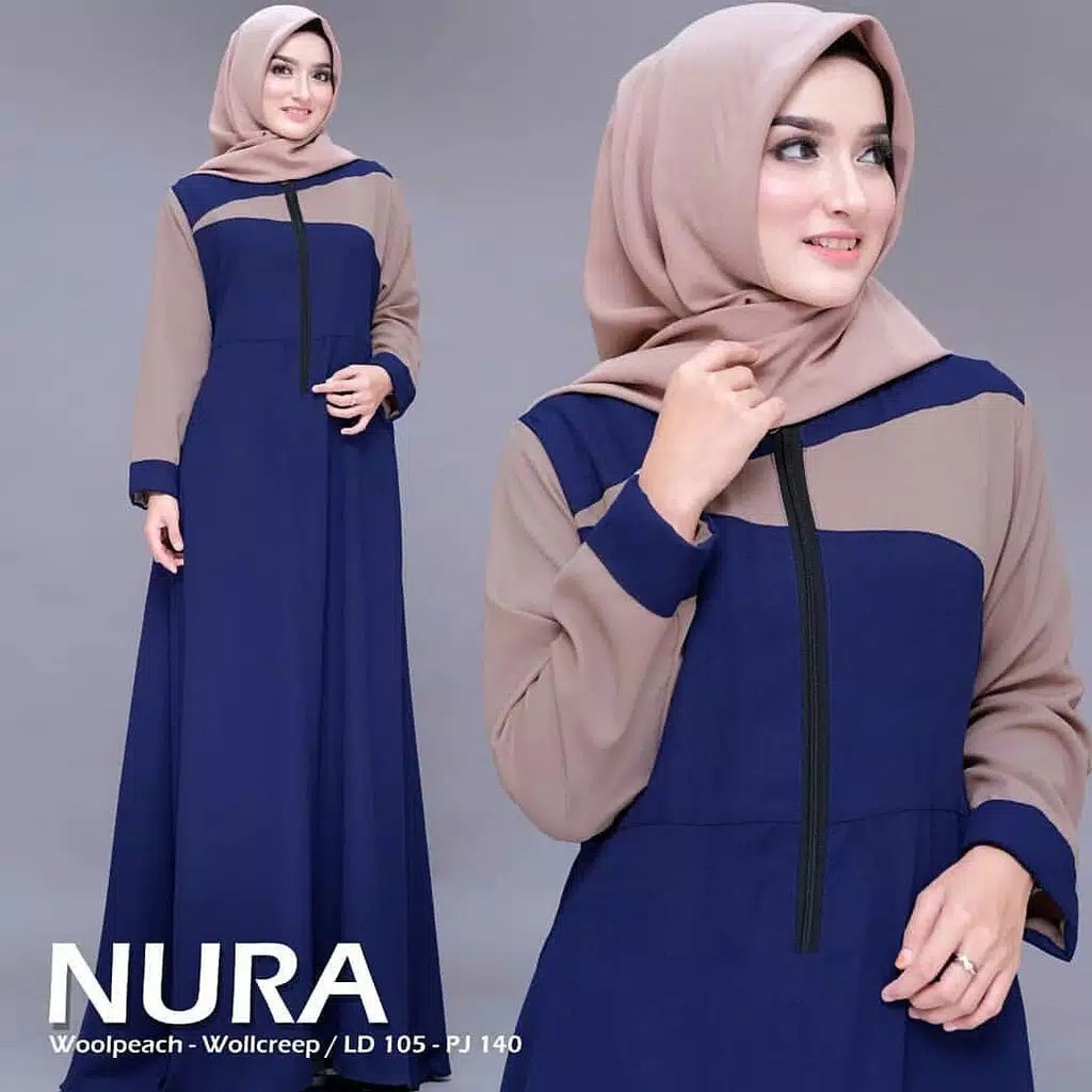 Nura Dress Maxi  Gamis Moscrepe Premium