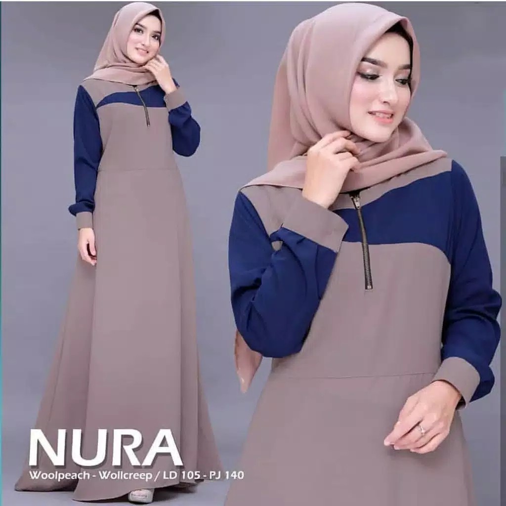 Nura Dress Maxi  Gamis Moscrepe Premium 2