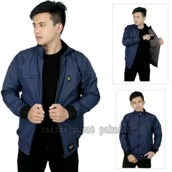 ORI Jaket Pria Motor Casual Distro Bahan Parasut Tebal Tahan Ang 2