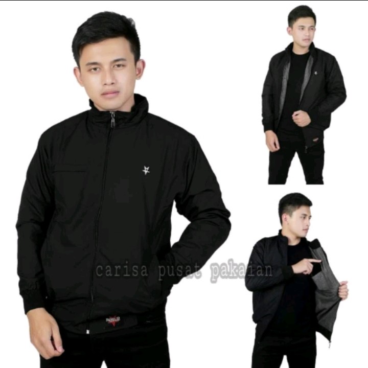 ORI Jaket Pria Motor Casual Distro Bahan Parasut Tebal Tahan Ang 3