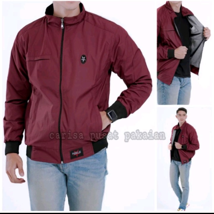 ORI Jaket Pria Motor Casual Distro Bahan Parasut Tebal Tahan Ang 5