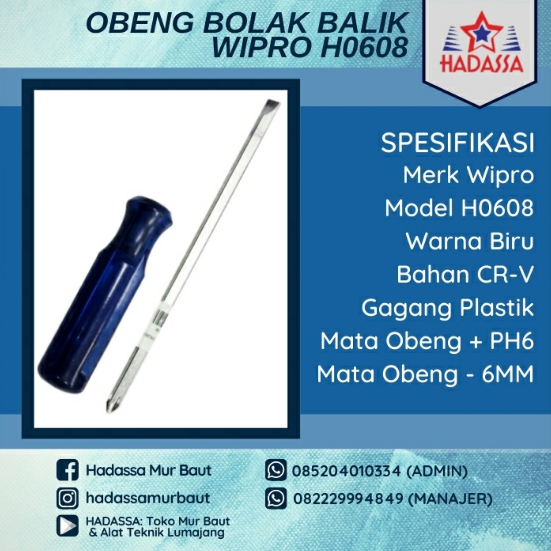 Obeng Bolak Balik Wipro H0608