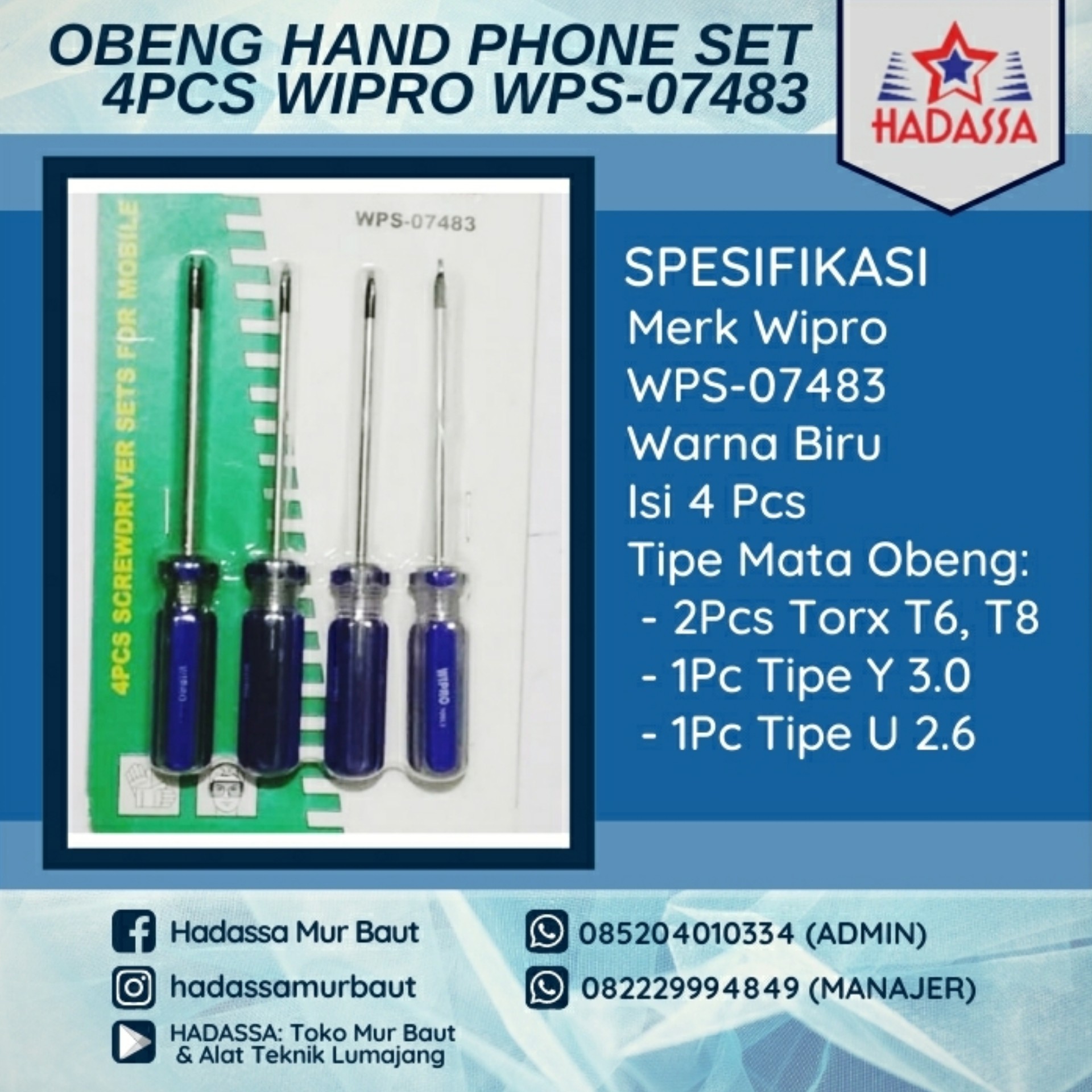 Obeng Hand Phone Set 4Pcs Wipro WPS-07483