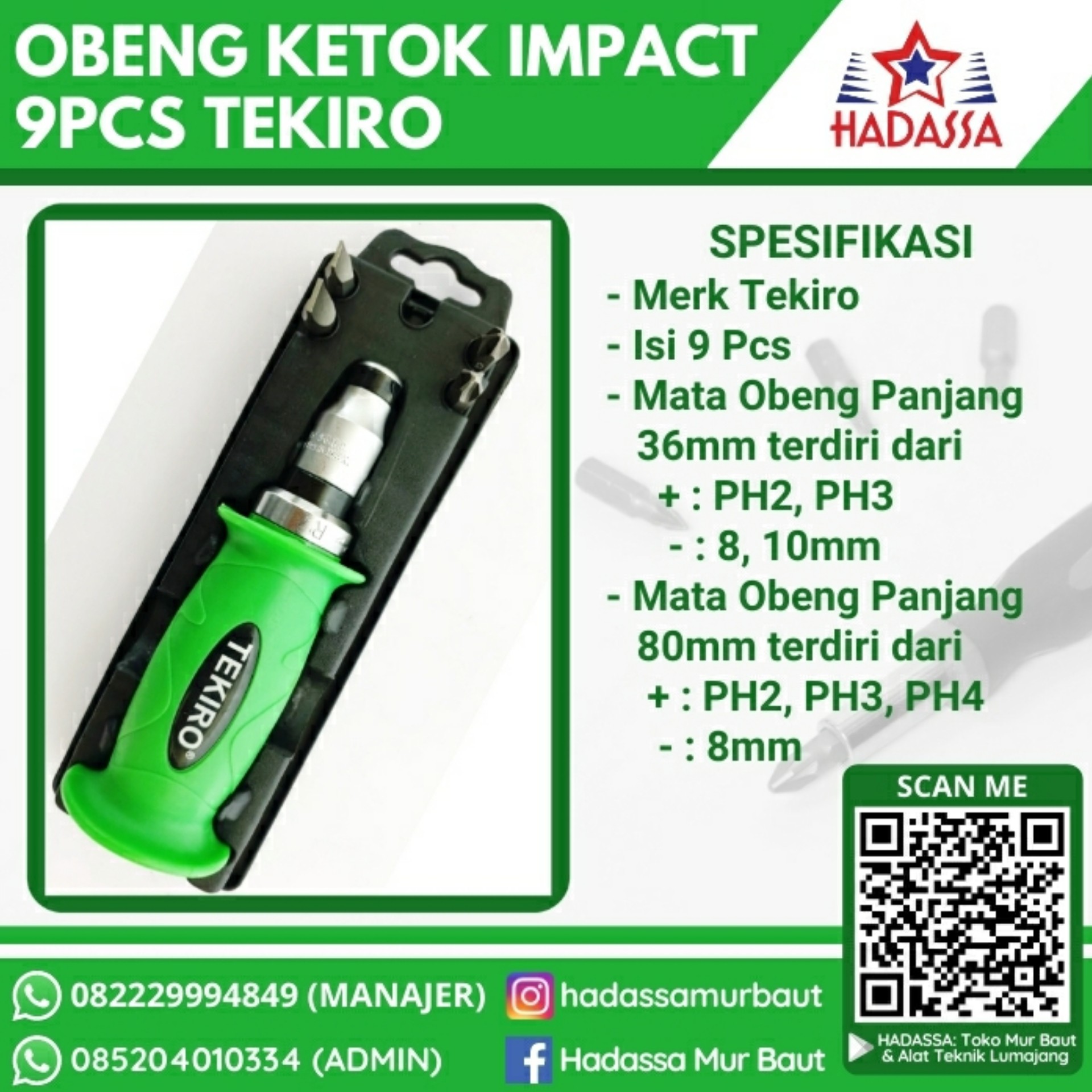 Obeng Ketok Impact 9Pcs Tekiro