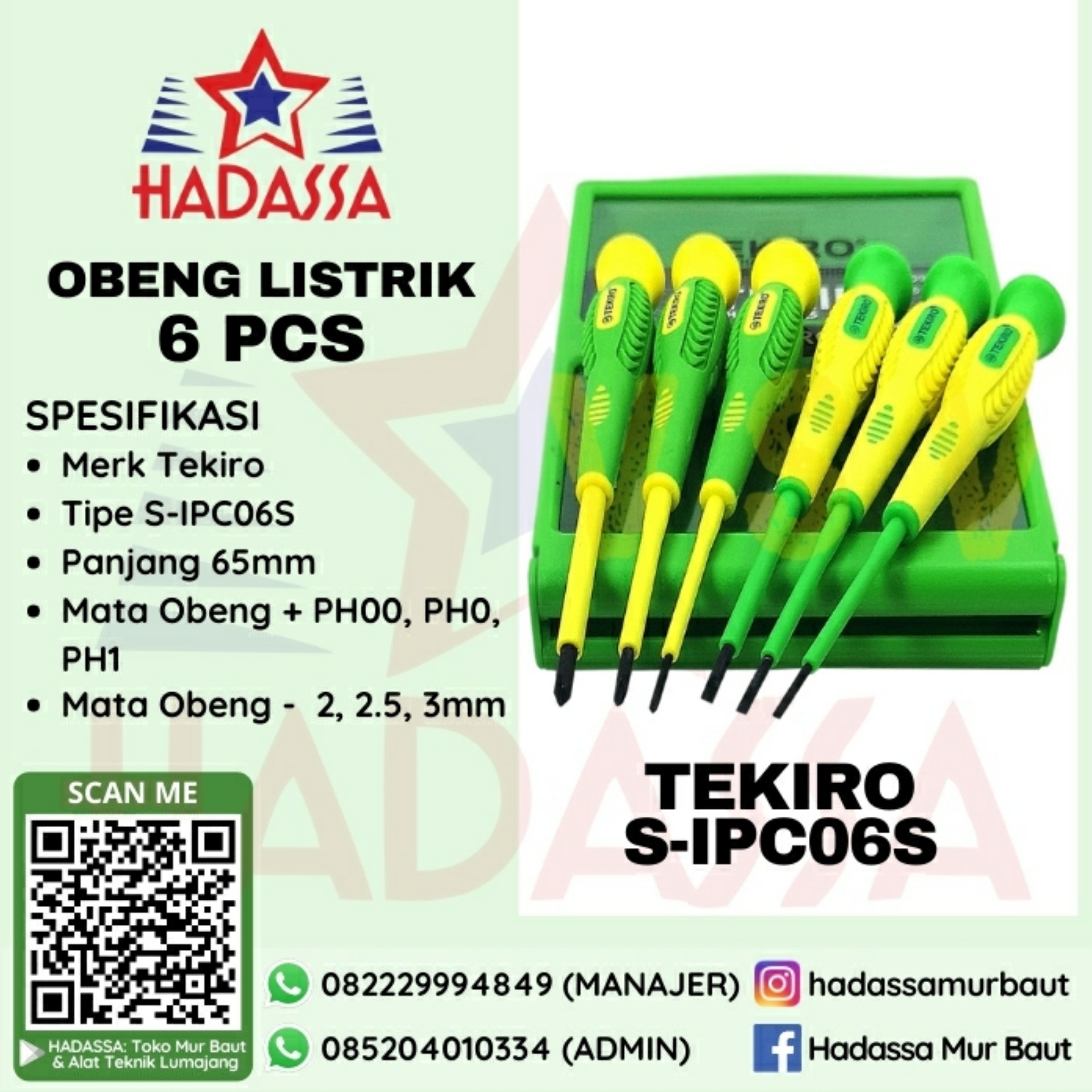 Obeng Listrik 6 Pcs Tekiro S-IPC06S