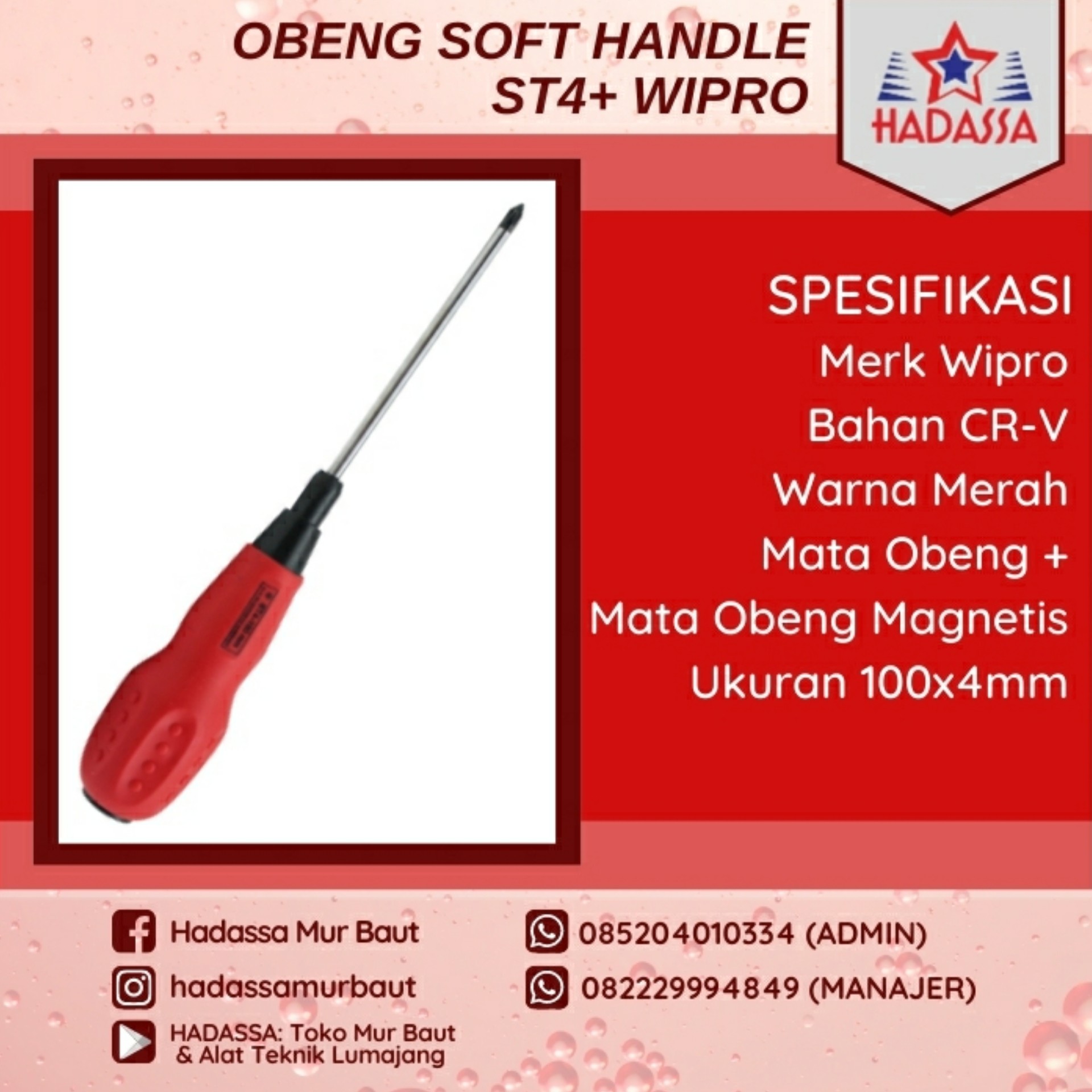 Obeng Soft Handle ST4 WIPRO