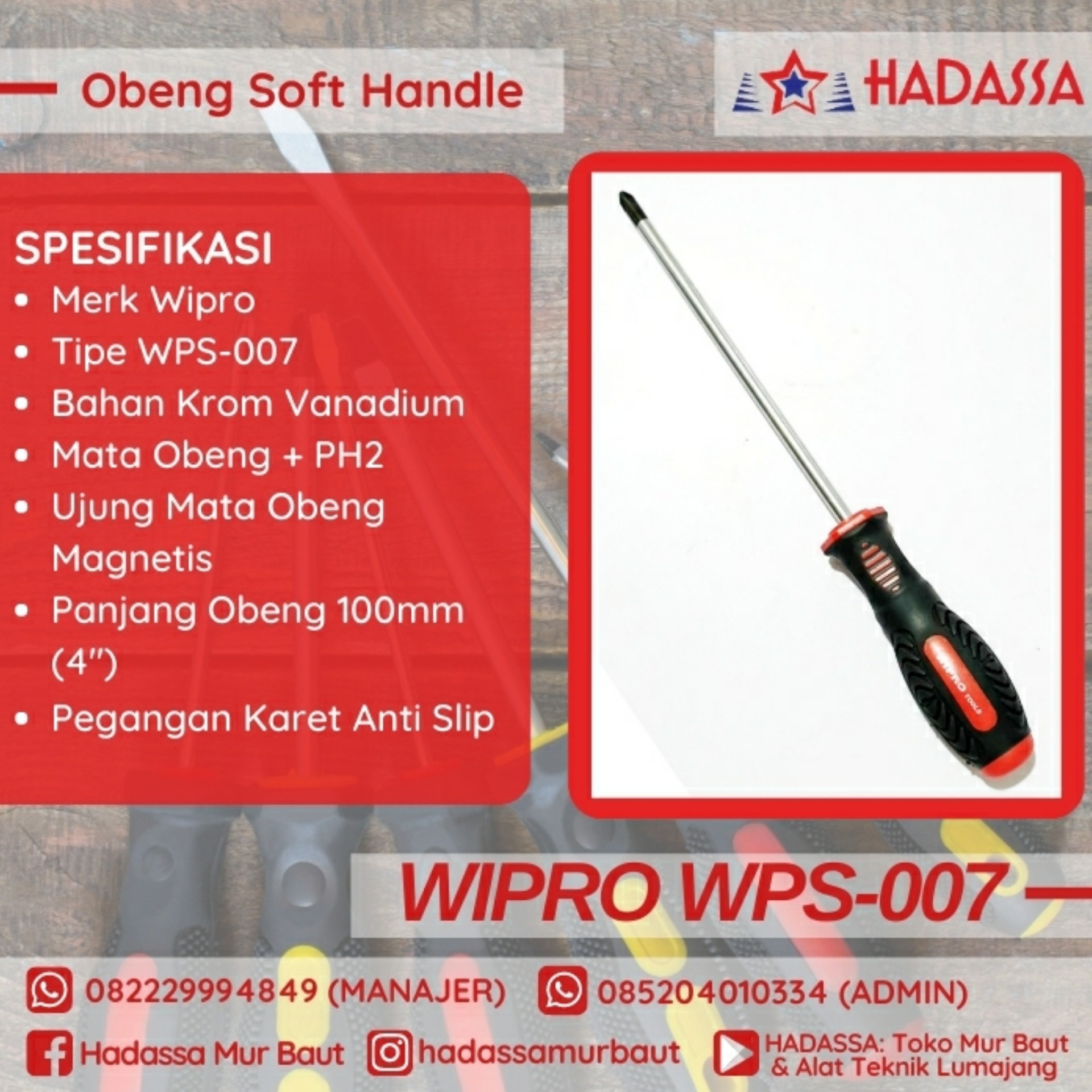 Obeng Soft Handle Wipro WPS-007