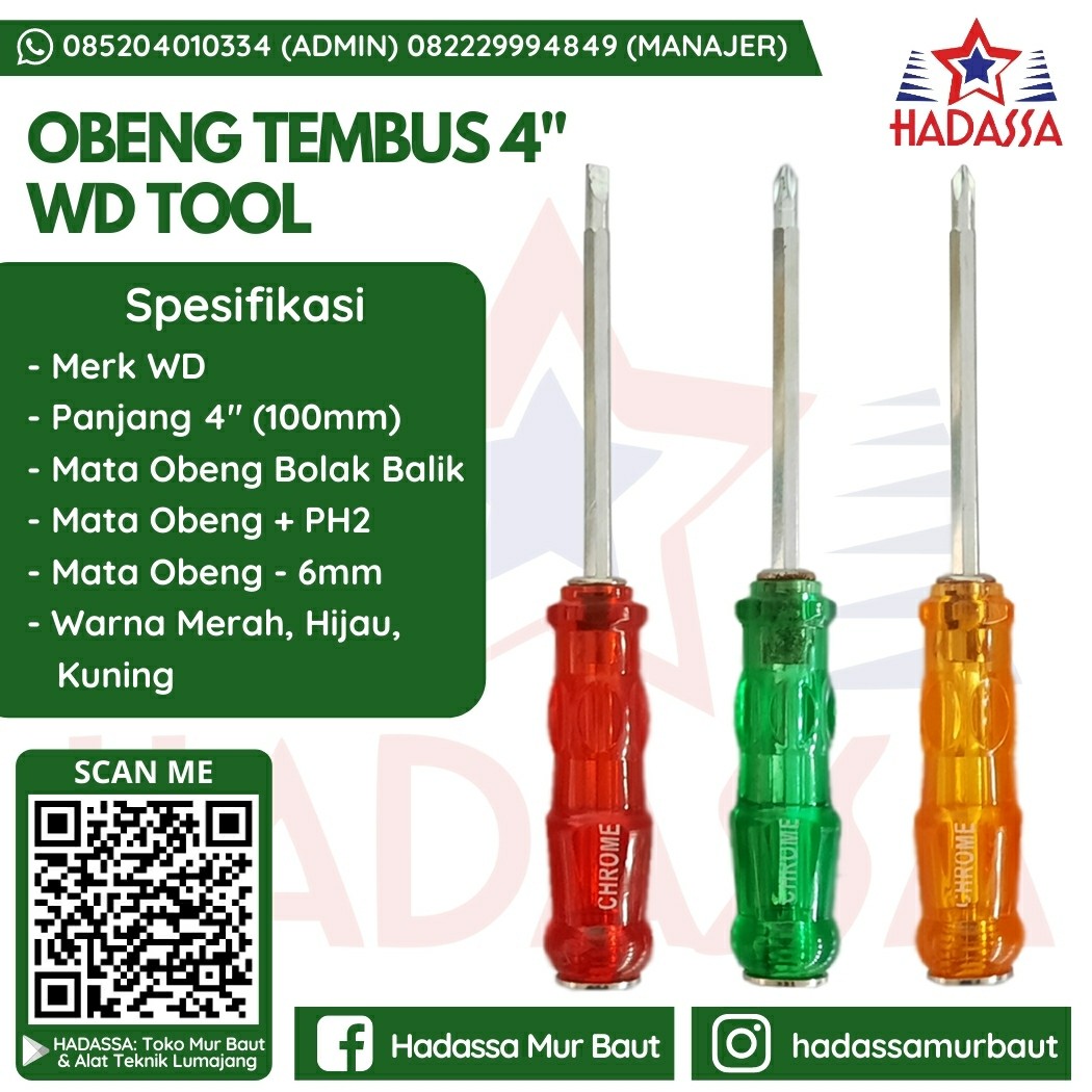 Obeng Tembus 4 Inci WD Tool