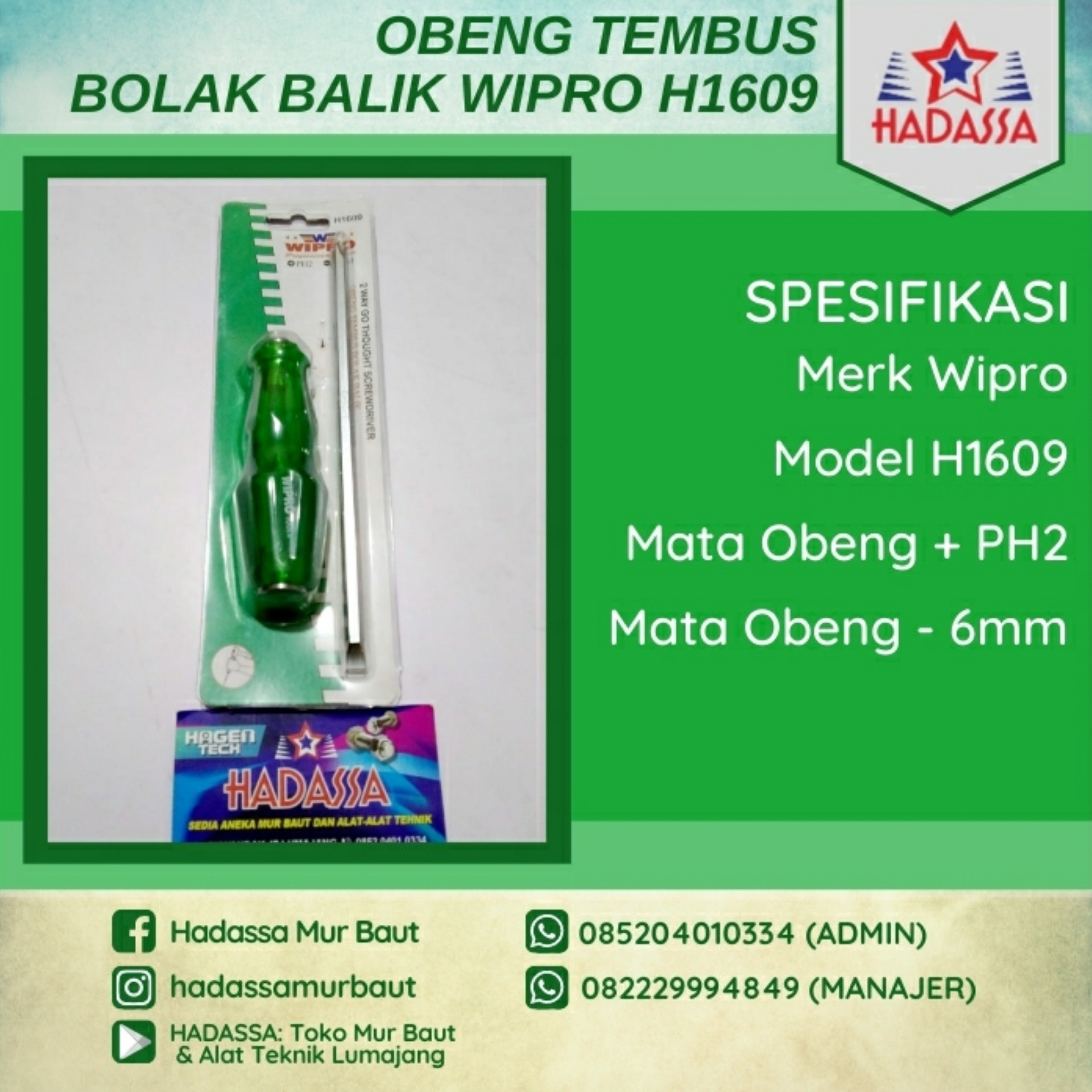 Obeng Tembus Bolak Balik Wipro H1609