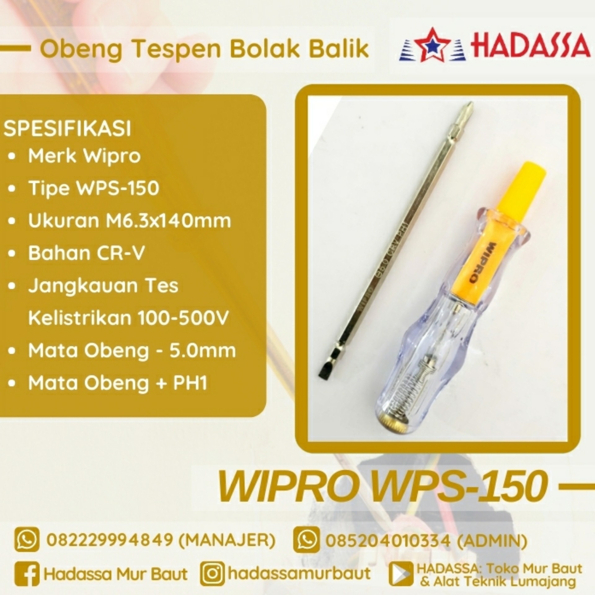 Obeng Tespen Bolak Balik Wipro WPS-150