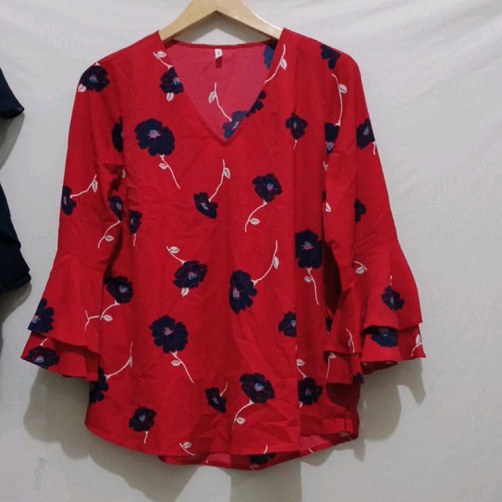 Oldnavy Blouse Red Flwr