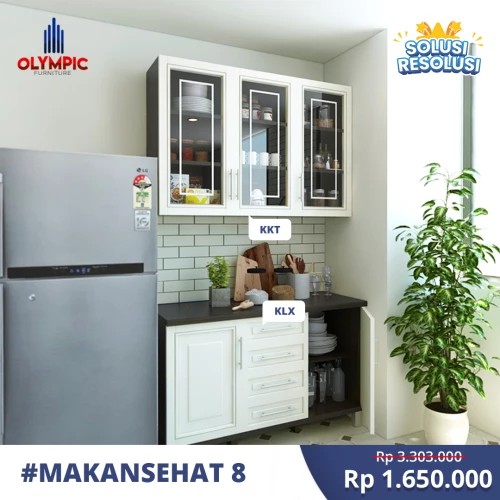 Olympic Makan Sehat 8  Meja Dapur 3 Pintu  Rak Dapur Atas 3 Pintu