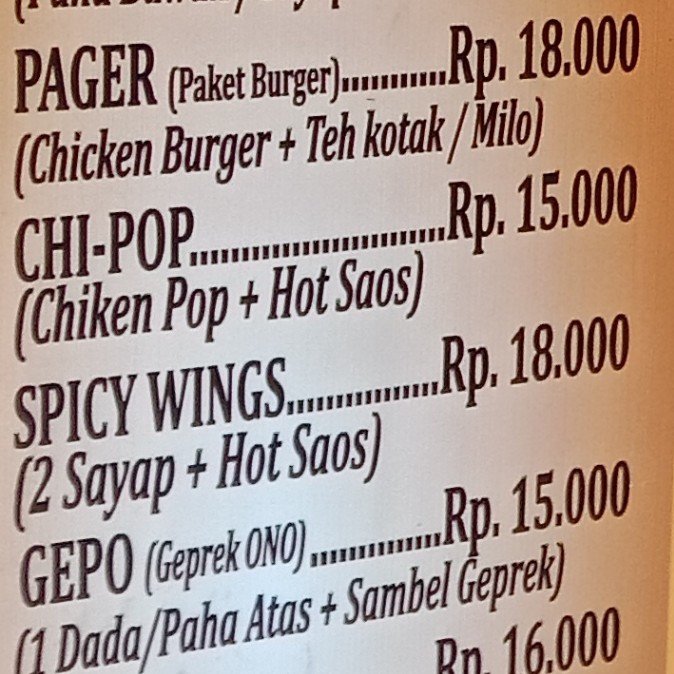 PAGER Paket Burger Chicken Burger Dan Tek Kotak Atau Milo