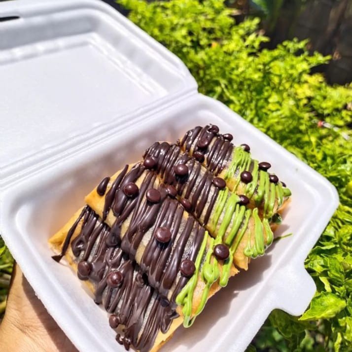 Pisang Coklat Rasa Greentea Coklat Toping Chocochips