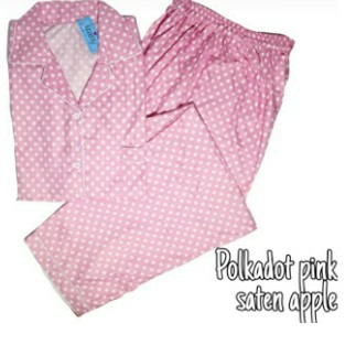 PIYAMA POLKADOT PINK SATEN APPLE